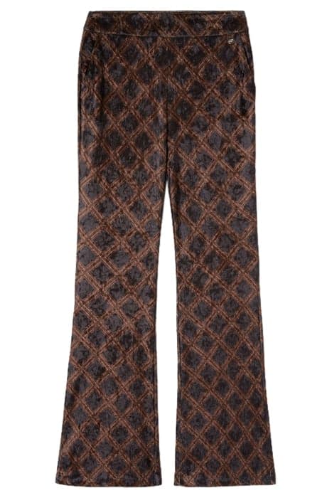 GEOMETRIC PATTERNED CHENILLE FLARED TROUSERS BROWN by Motivi