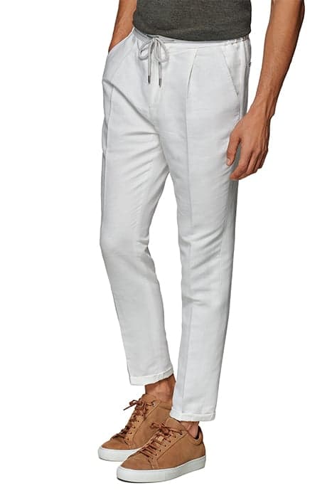 OFF WHITE HERRINGBONE DRAWSTRING AMES TROUSERS by Suitsupply