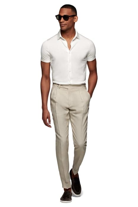 LIGHT BROWN PLEATED BRADDON TROUSERS by Suitsupply