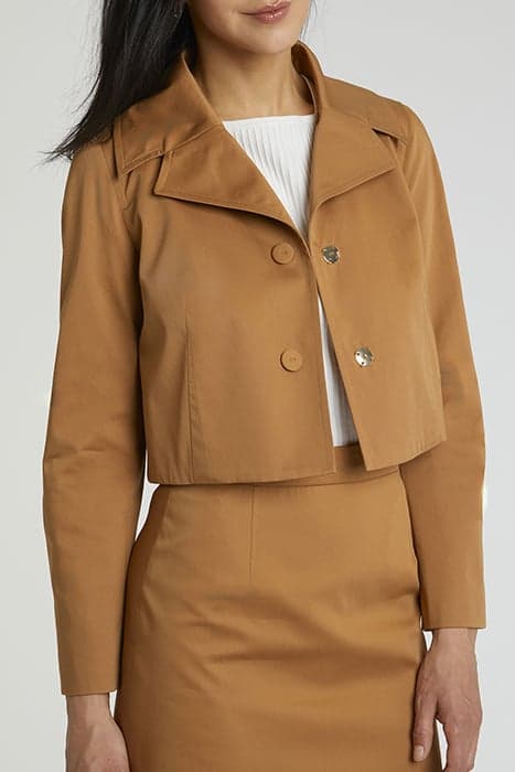 JACKET IN SATIN STRETCH COTTON NUT BROWN by Paule Ka