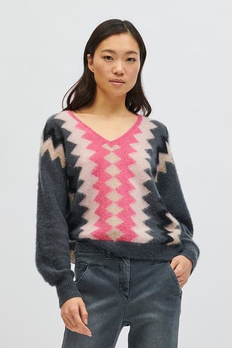 V-PULLOVER MIT 70´S-PRINT MULTI by Luisa Cerano