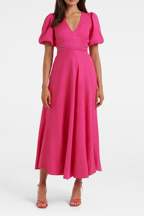 HADLEY TIE BACK MIDI DRESS HOT PINK by Forever New