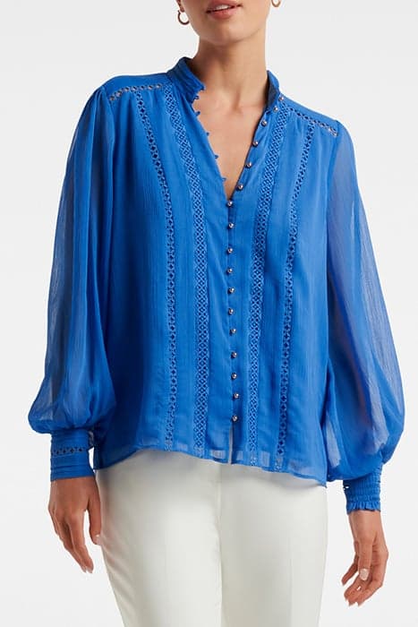 FIFI TRIM SPLICED BLOUSE BLUE ATMOSPHERE by Forever New