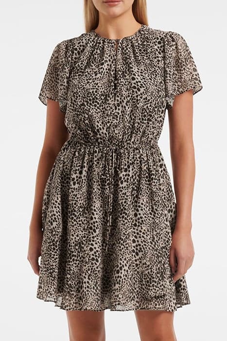 NAHLA FLUTTER SLEEVE MINI SEPIA LEOPARD by Forever New