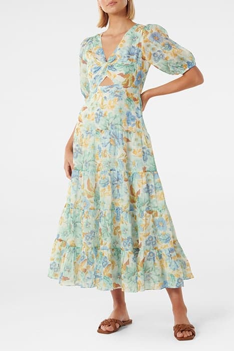 IRINA TWIST FRONT MIDI DRESS BLUE ELMHURST FLORAL by Forever New