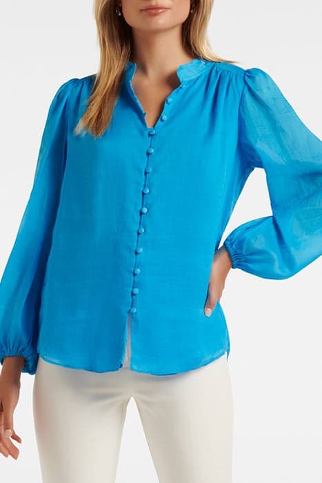 AMELIA BUTTON DOWN BLOUSE VIVID CORNFLOWER by Forever New