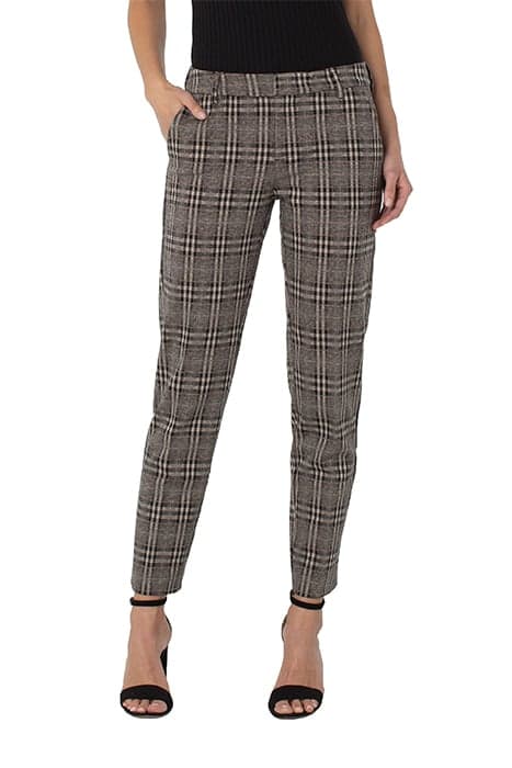 KELSEY KNIT TROUSER BLACK & TANK FLECKED PLAID by Liverpool