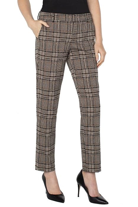 KELSEY KNIT TROUSER TAN / BLACK GLEN PLAID by Liverpool