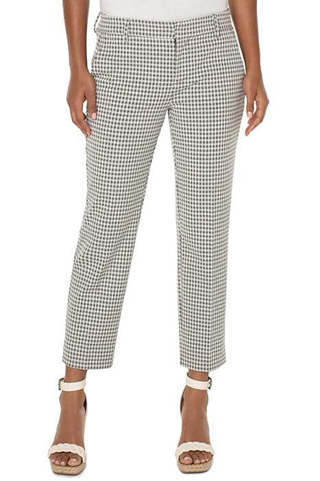 KELSEY TROUSER W/ SLIT SAGE / WHITE GINGHAM by Liverpool