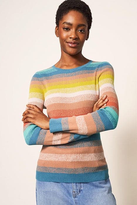 SKINNY RIB JUMPER TEAL MLT by White Stuff