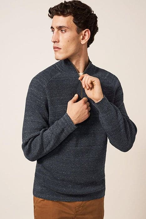 BARMOUTH ZIP NECK JUMPER DARK GREY by White Stuff