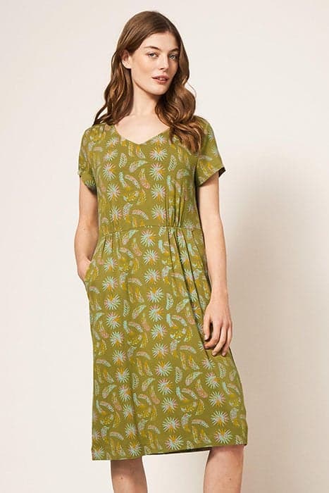 TALLIE ECO VERO JERSEY DRESS GREEN PRINT by White Stuff