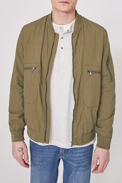 LIGHT KHAKI NYLON BOMBER JACKET by IKKS