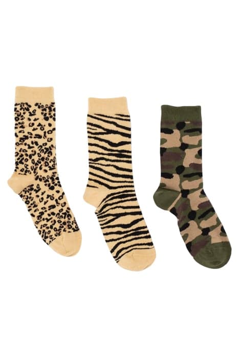 CAMEL/BLACK/KHAKI ANIMAL MOTIF SOCKS by IKKS