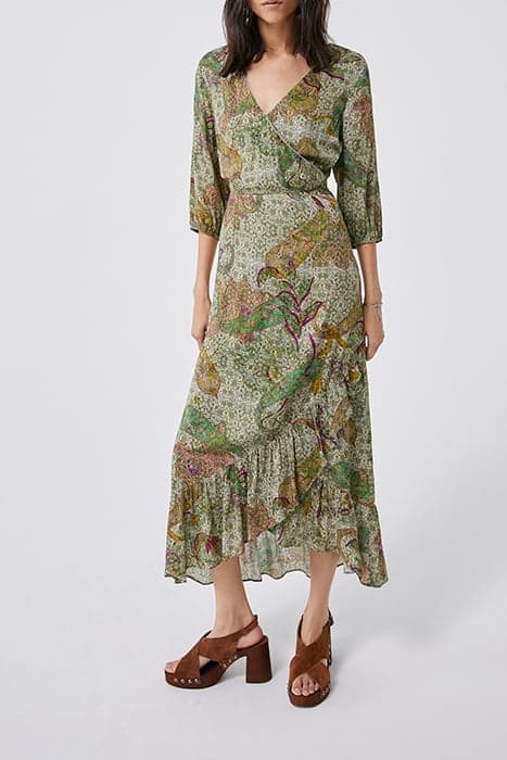 ECRU PAISLEY PRINT ASYMMETRIC LONG DRESS by IKKS