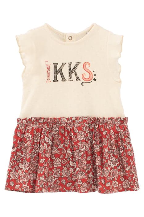 BABY GIRLS’ ECRU/PRINT MIXED-FABRIC DRESS by IKKS