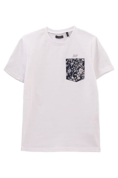 BOYS’ WHITE T-SHIRT WITH FLOWERY LIBERTY FABRIC POCKET by IKKS