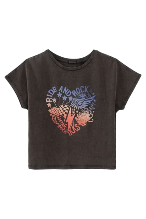 GIRLS’ BLACK ROCK HEART CROPPED T-SHIRT by IKKS