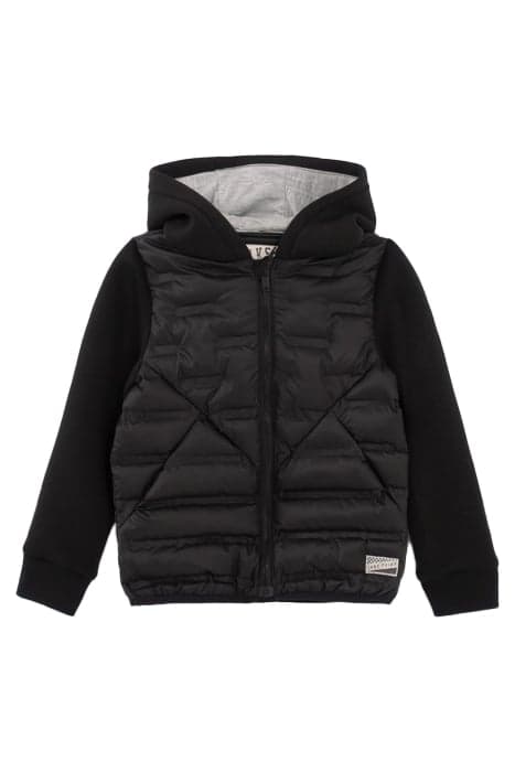 BOYS' BLACK MIXED-FABRIC QUILTED BODY PADDED JACKET by IKKS