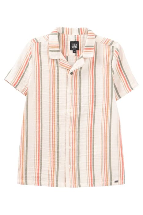 BOYS OFF-WHITE SHIRT WITH KHAKI AND ORANGE STRIPES by IKKS