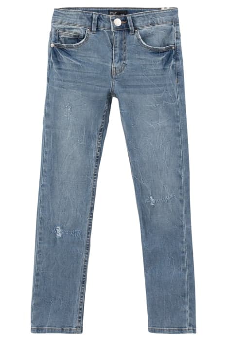 BOYS’ BLUE SLIM JEANS WITH PLACED DISTRESSING by IKKS