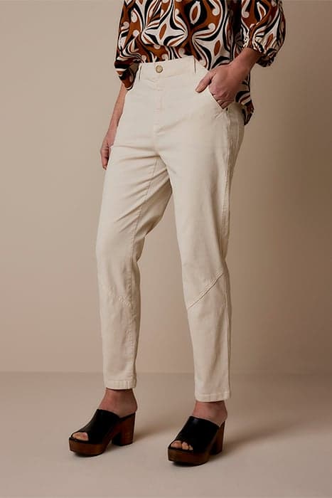 STRAIGHT PANT ROUGH TWILL IVORY by Summum Woman