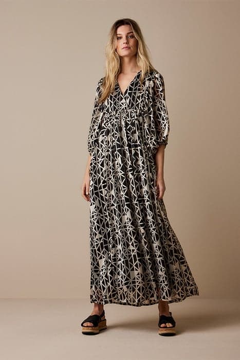 DRESS TRIANGLE PRINT BLACK-IVORY by Summum Woman