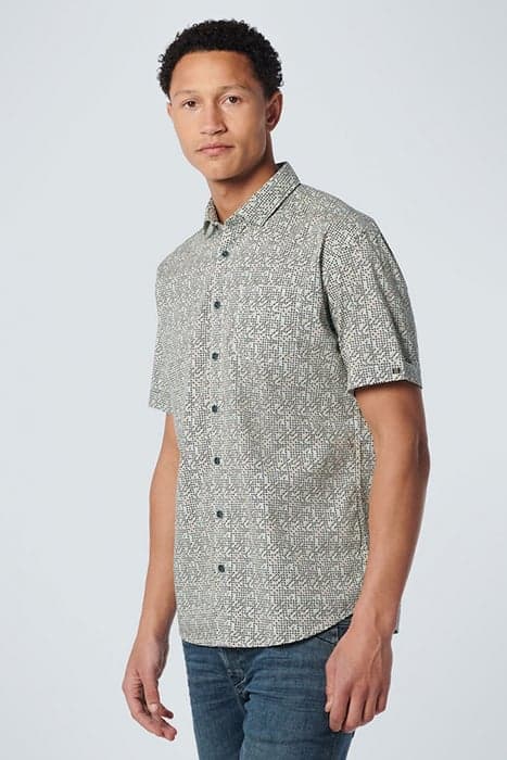 SHIRT SHORT SLEEVE ALLOVER PRINTED STRETCH LIGHT AQUA by No Excess