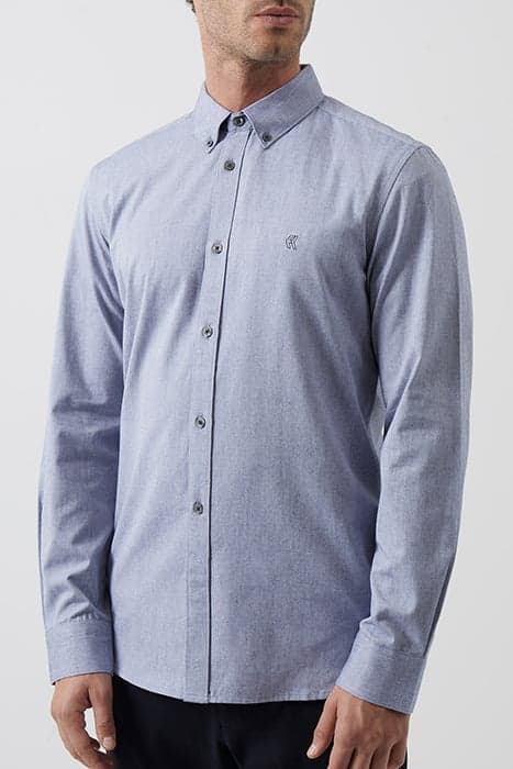 OXFORD LOGO LONG SLEEVE SHIRT MID BLUE/DARK NAVY by French Connection