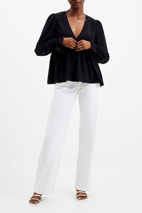 CREPE LIGHT V NECK TOP BLACK by French Connection