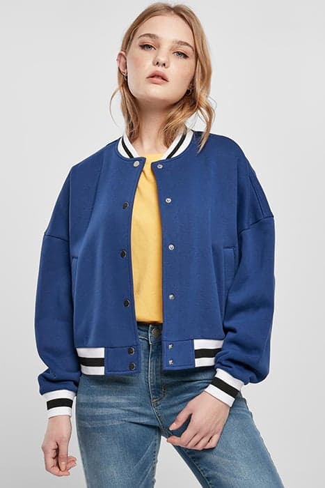 LADIES OVERSIZED COLLEGE SWEAT JACKET SPACEBLUE by Urban Classics