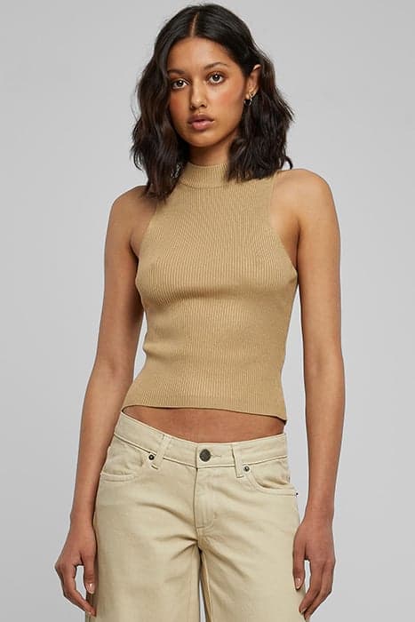 LADIES SHORT RIB KNIT TURTLENECK TOP UNIONBEIGE by Urban Classics