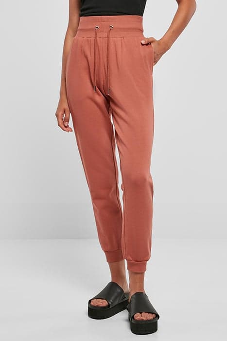 LADIES ORGANIC HIGH WAIST SWEAT PANTS TERRACOTTA by Urban Classics