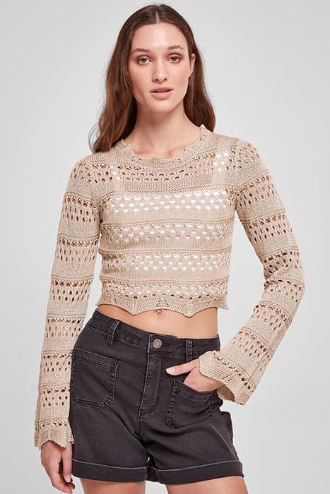 LADIES CROPPED CROCHET KNIT SWEATER SOFTSEAGRASS by Urban Classics