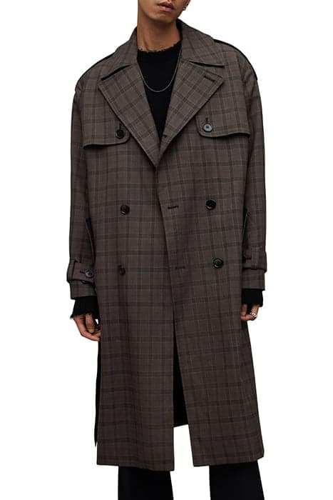 CASTOR TRENCH BROWN CHECK by AllSaints