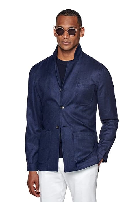 NAVY HERRINGBONE GREENWICH SHIRT-JACKET NAVY by Suitsupply