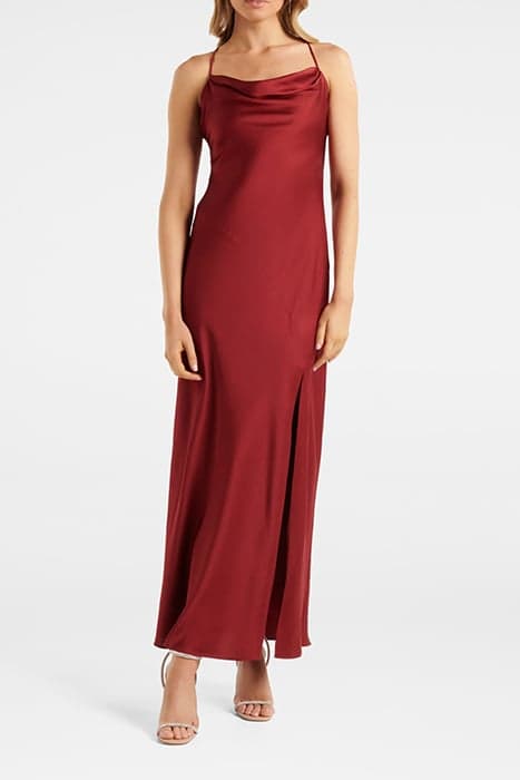 BLAIR BACK DETAIL MIDI DRESS DARK RED by Forever New