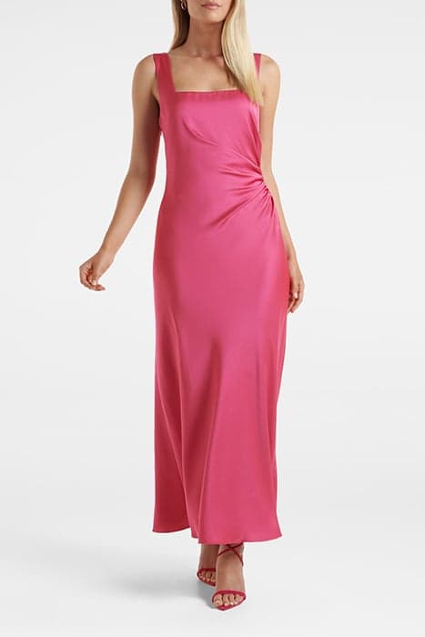 WINNIE SQUARE NECK RUCHED MIDI RASPBERRY JELLY by Forever New