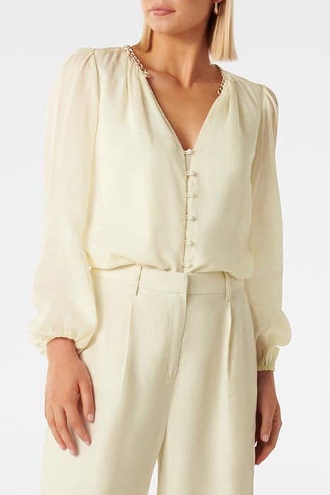 BLAIR CHAIN DETAIL BLOUSE NEUTRAL by Forever New