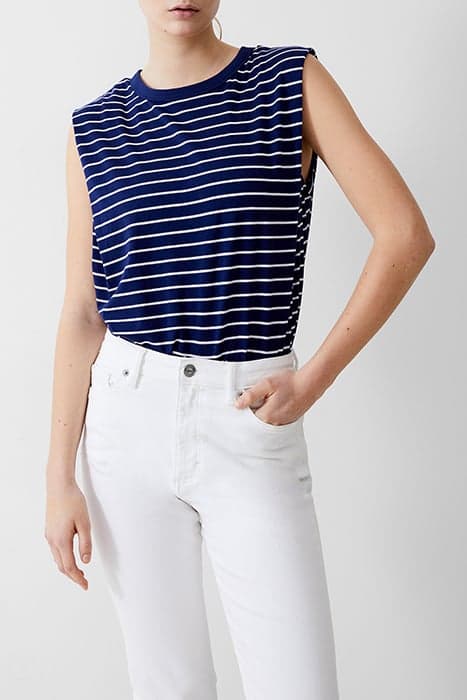 PADDED SHOULDER STRIPE TANK DK NAVY/WHITE by French Connection