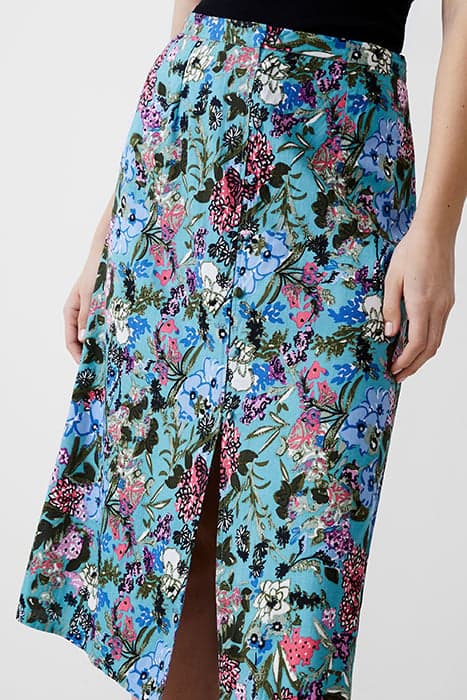 BLOSSOM DRAPEY BTN MIDI SKIRT STILL WATER by French Connection