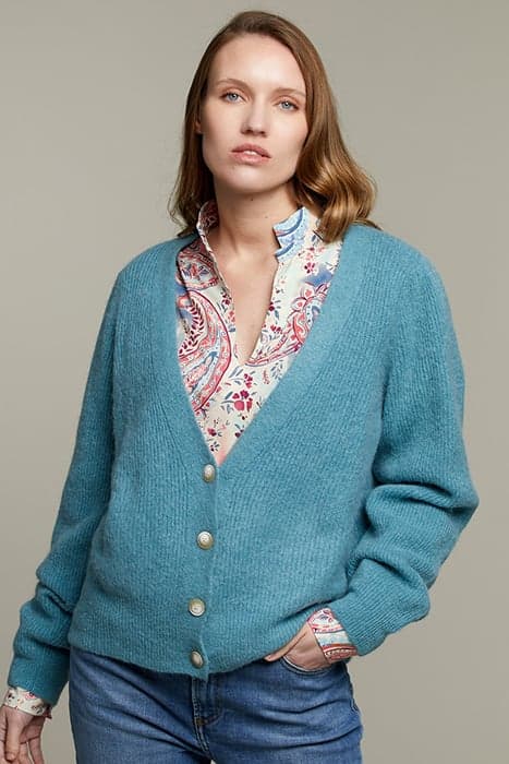 TURQUOISE V-NECK CARDIGAN by River Woods