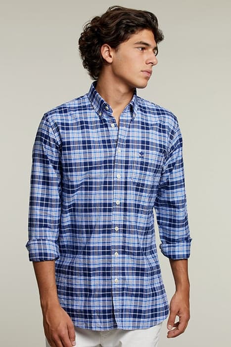 CUSTOM FIT CHECKED SHIRT BLUE by River Woods