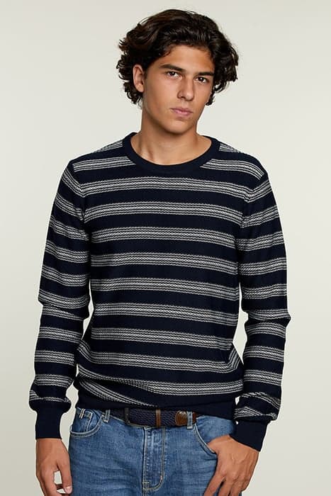 CUSTOM FIT PIMA COTTON CREW NECK SWEATER NAVY by River Woods