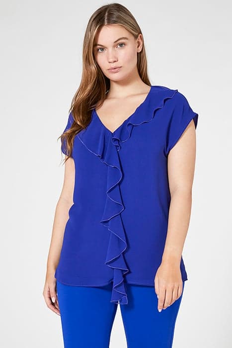 SHORT-SLEEVED BLOUSE WITH JABOT LIGHT BLUE by Elena Mirò