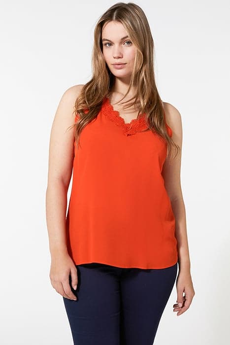 TOP WITH LACE HEM ORANGE by Elena Mirò