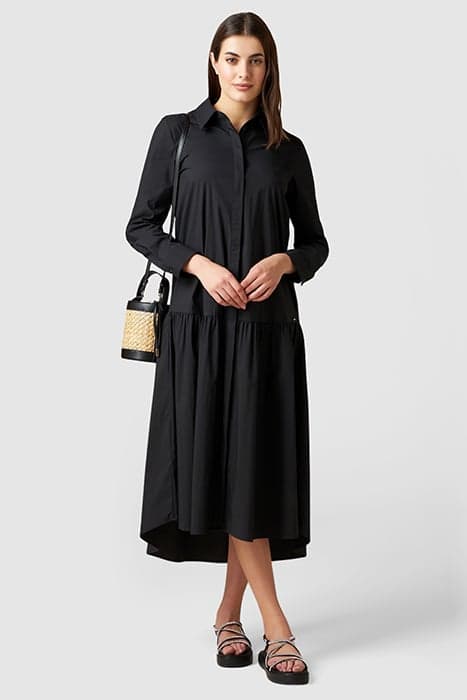 LONG POPLIN DRESS BLACK by Oltre