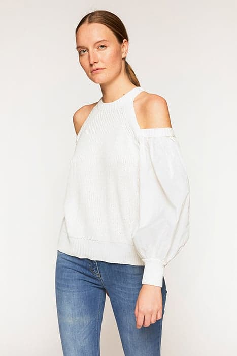 SWEATER WITH VOILE SLEEVES WHITE by Motivi