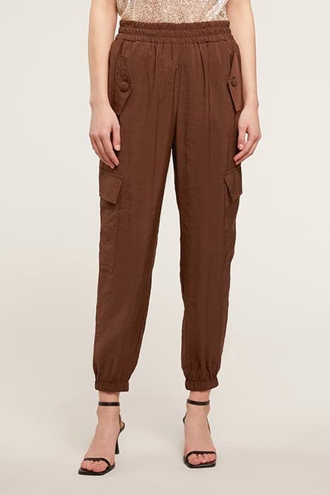 SATIN BLEND MODAL CARGO TROUSERS BROWN by Motivi