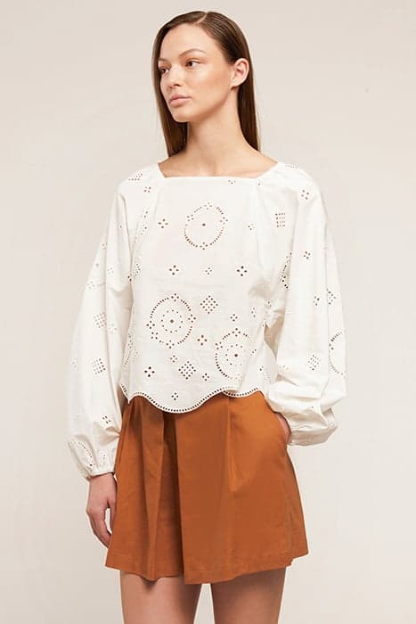 OVERSIZED BRODERIE ANGLAISE BLOUSE WHITE by Motivi